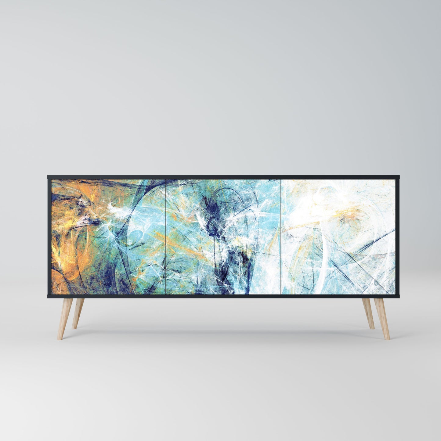 ABSTRACT THOUGHTS 3-Door Sideboard in Black Finish