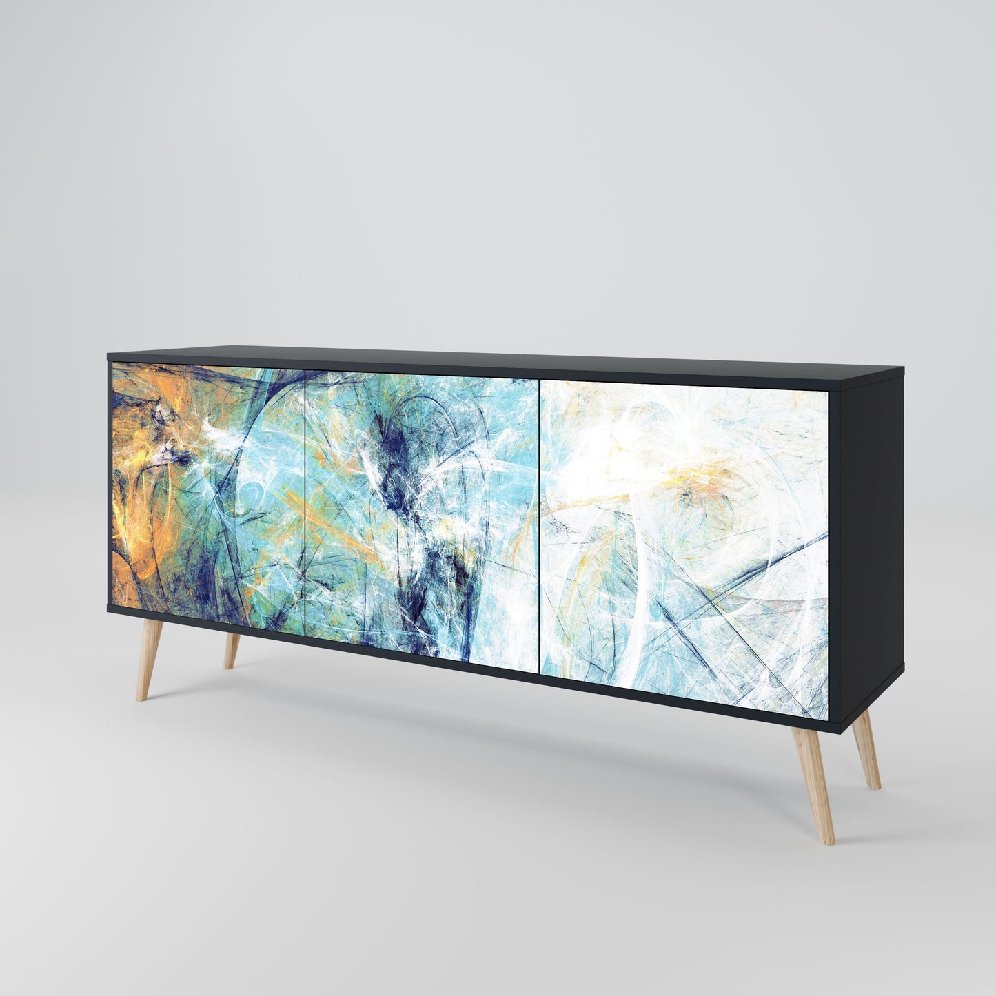 ABSTRACT THOUGHTS 3-Door Sideboard in Black Finish