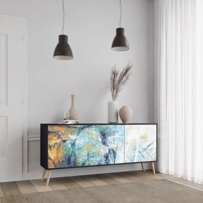 ABSTRACT THOUGHTS 3-Door Sideboard in Black Finish