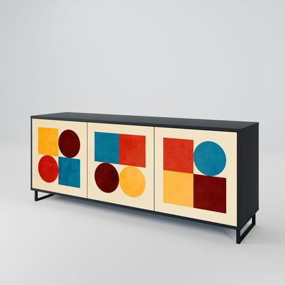 GEOMETRIC PUZZLE 3-Door Sideboard in Black Finish