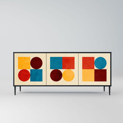 GEOMETRIC PUZZLE 3-Door Sideboard in Black Finish