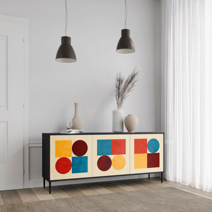 GEOMETRIC PUZZLE 3-Door Sideboard in Black Finish