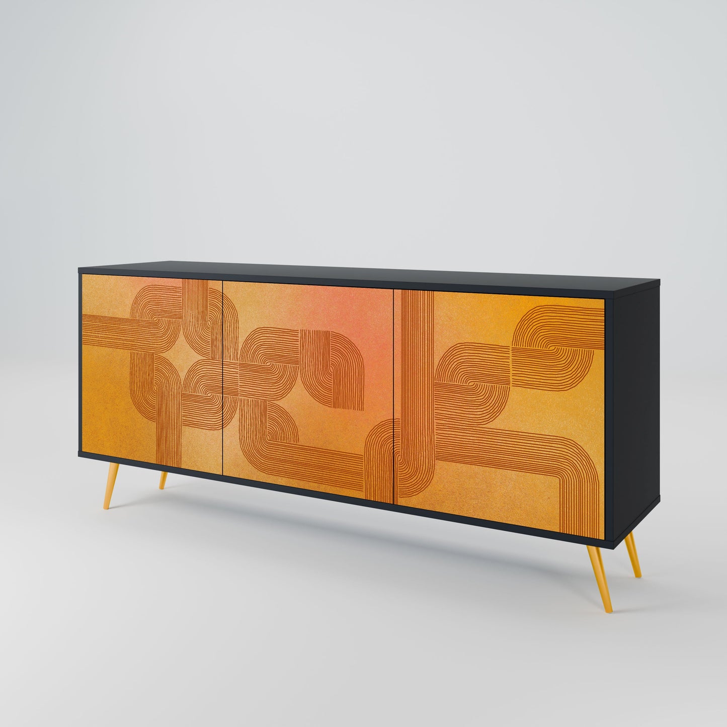 STRENGTHENING RELATION 3-Door Sideboard in Black Finish
