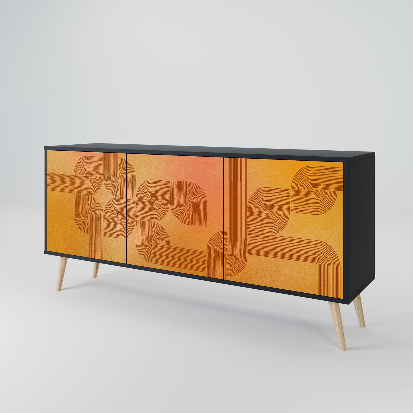 STRENGTHENING RELATION 3-Door Sideboard in Black Finish