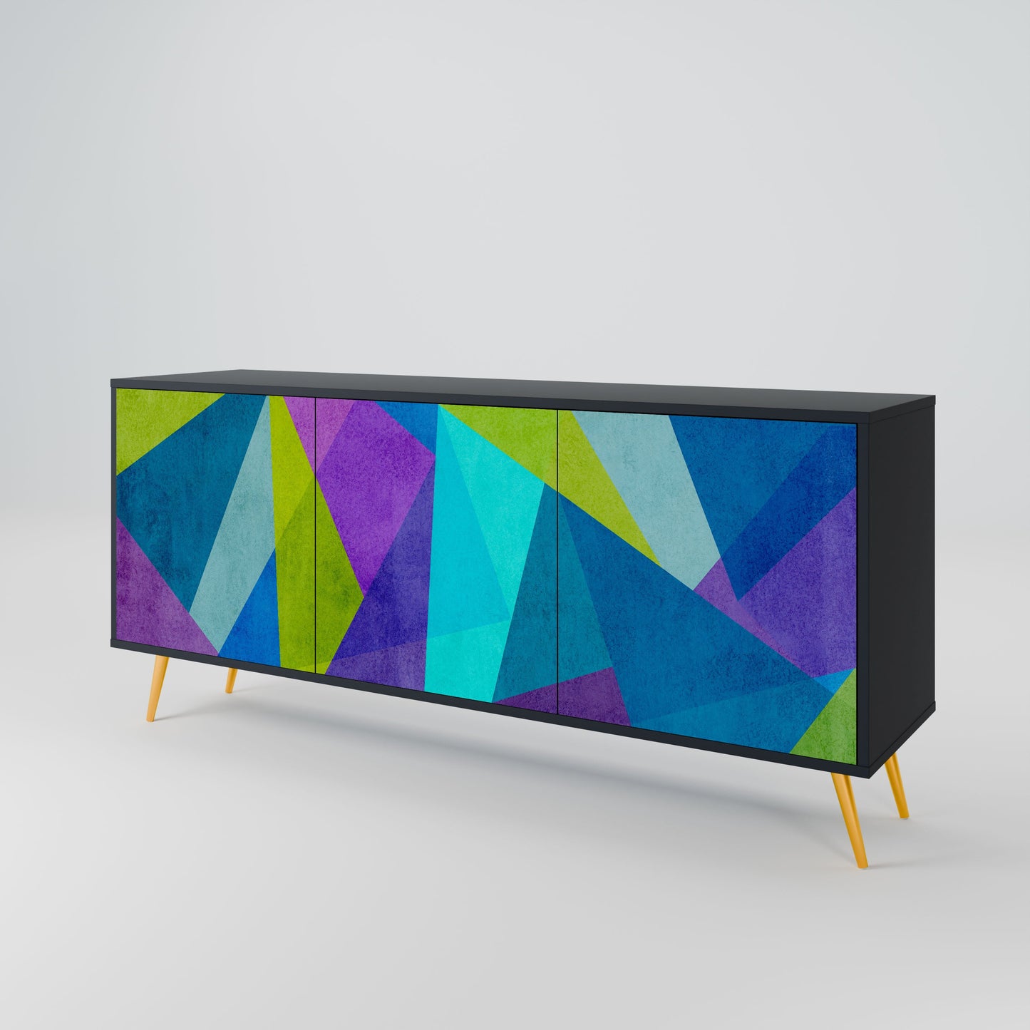 COLD SHOWCASE 3-Door Sideboard in Black Finish