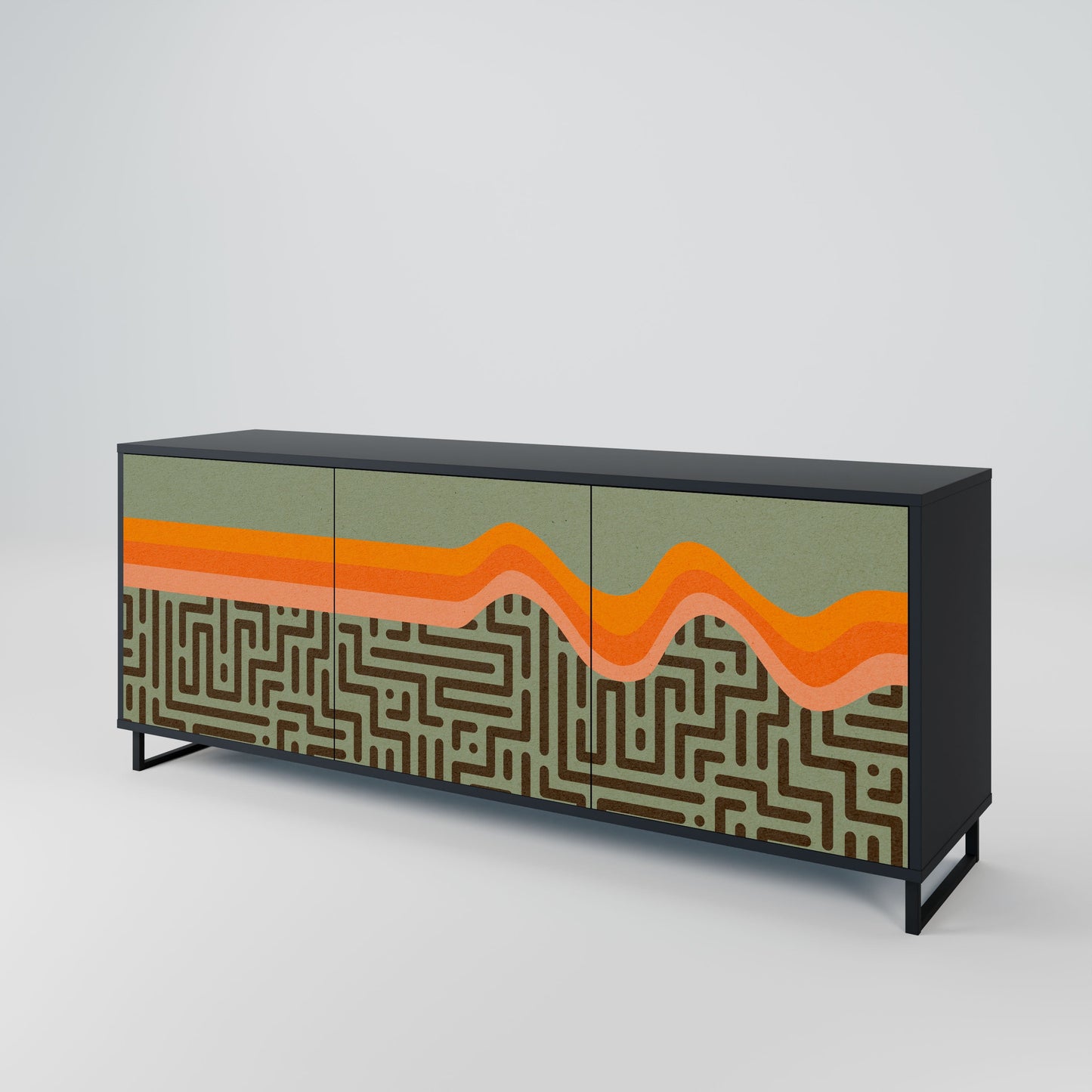 SIMPLE SOLUTIONS 3-Door Sideboard in Black Finish