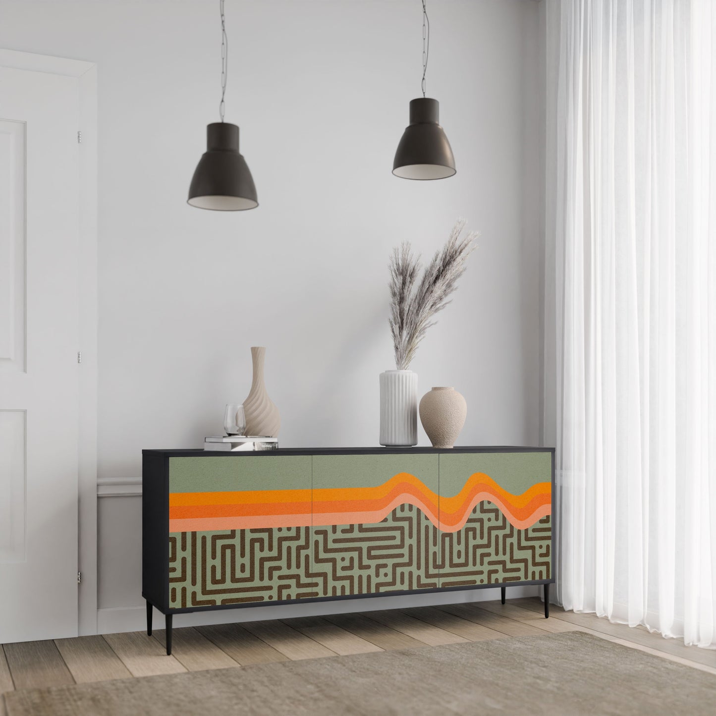 SIMPLE SOLUTIONS 3-Door Sideboard in Black Finish