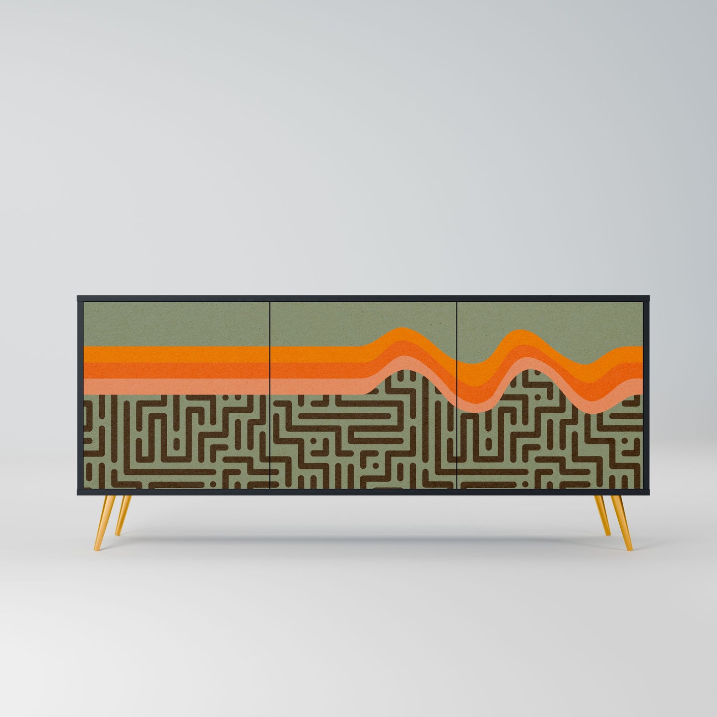 SIMPLE SOLUTIONS 3-Door Sideboard in Black Finish