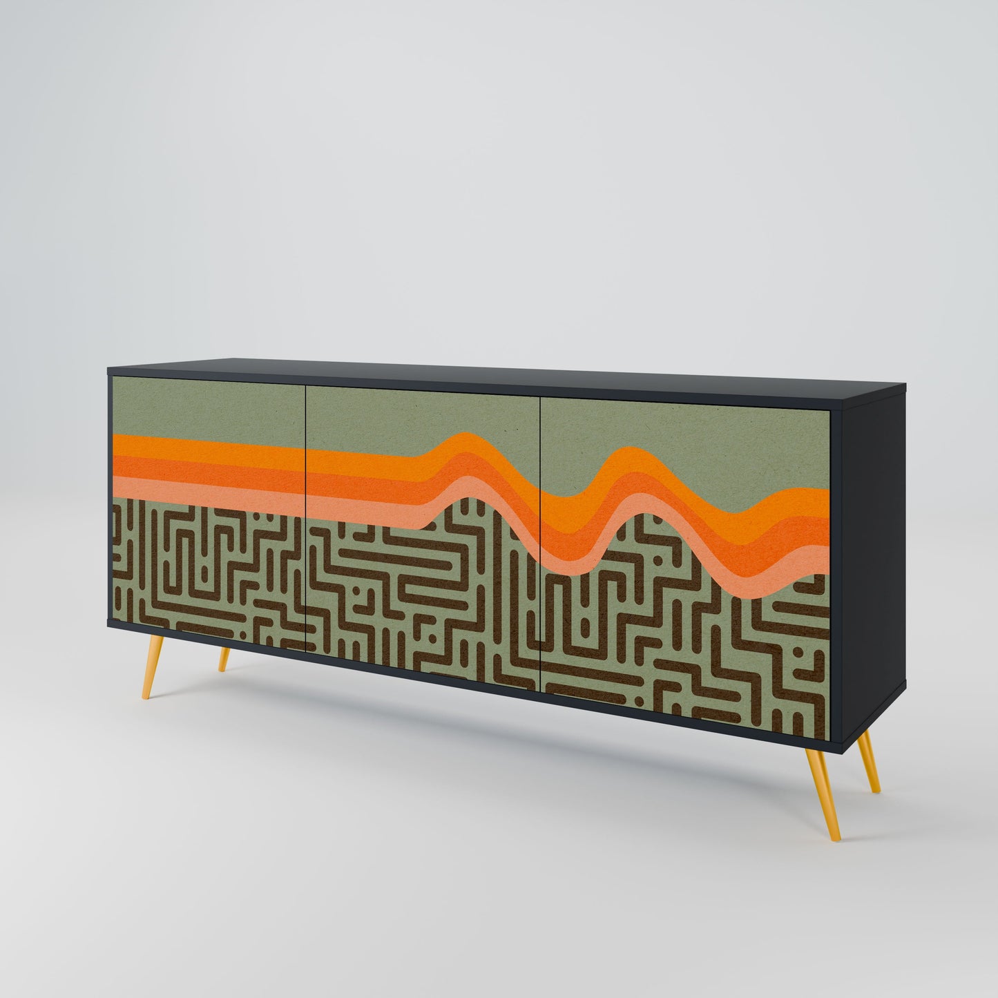 SIMPLE SOLUTIONS 3-Door Sideboard in Black Finish