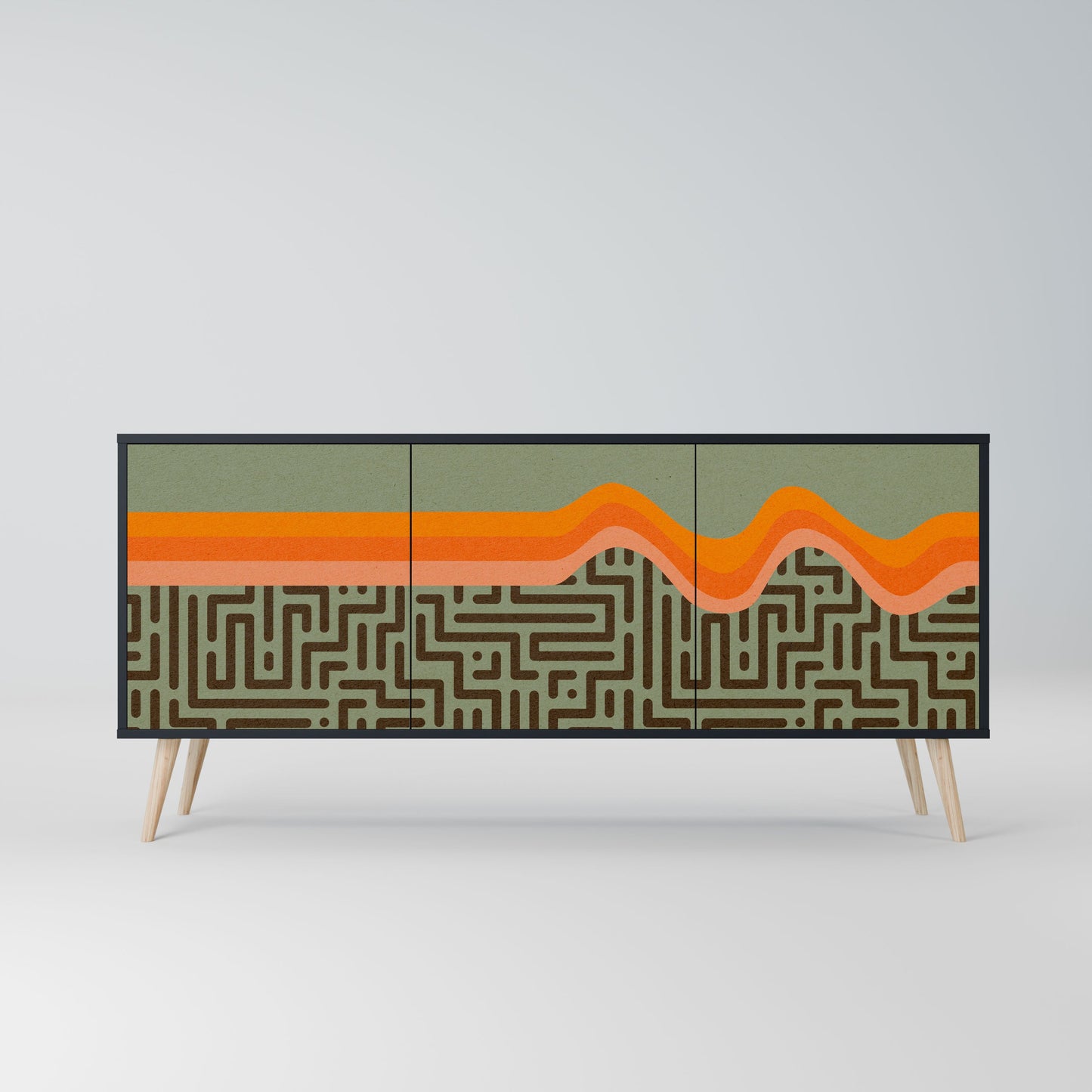 SIMPLE SOLUTIONS 3-Door Sideboard in Black Finish