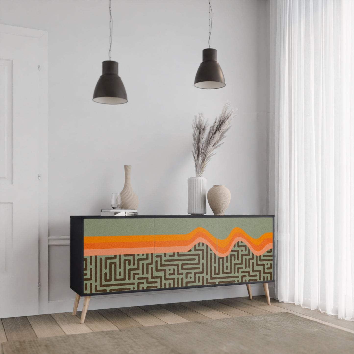 SIMPLE SOLUTIONS 3-Door Sideboard in Black Finish