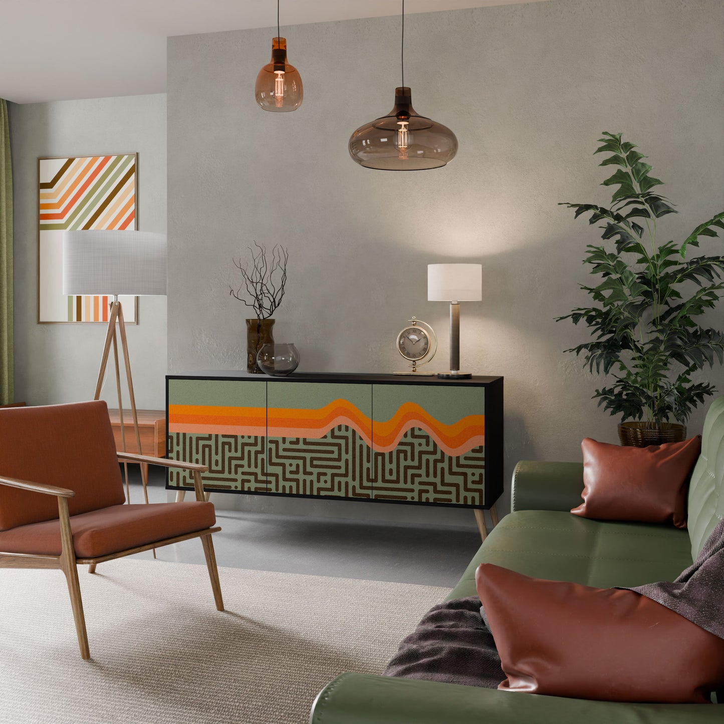 SIMPLE SOLUTIONS 3-Door Sideboard in Black Finish