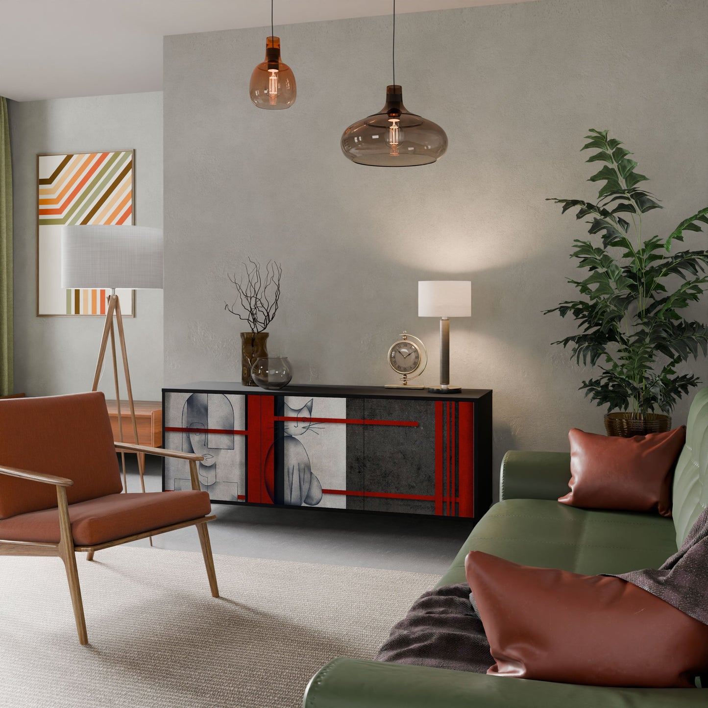 GRAY FIGURES 3-Door Sideboard in Black Finish