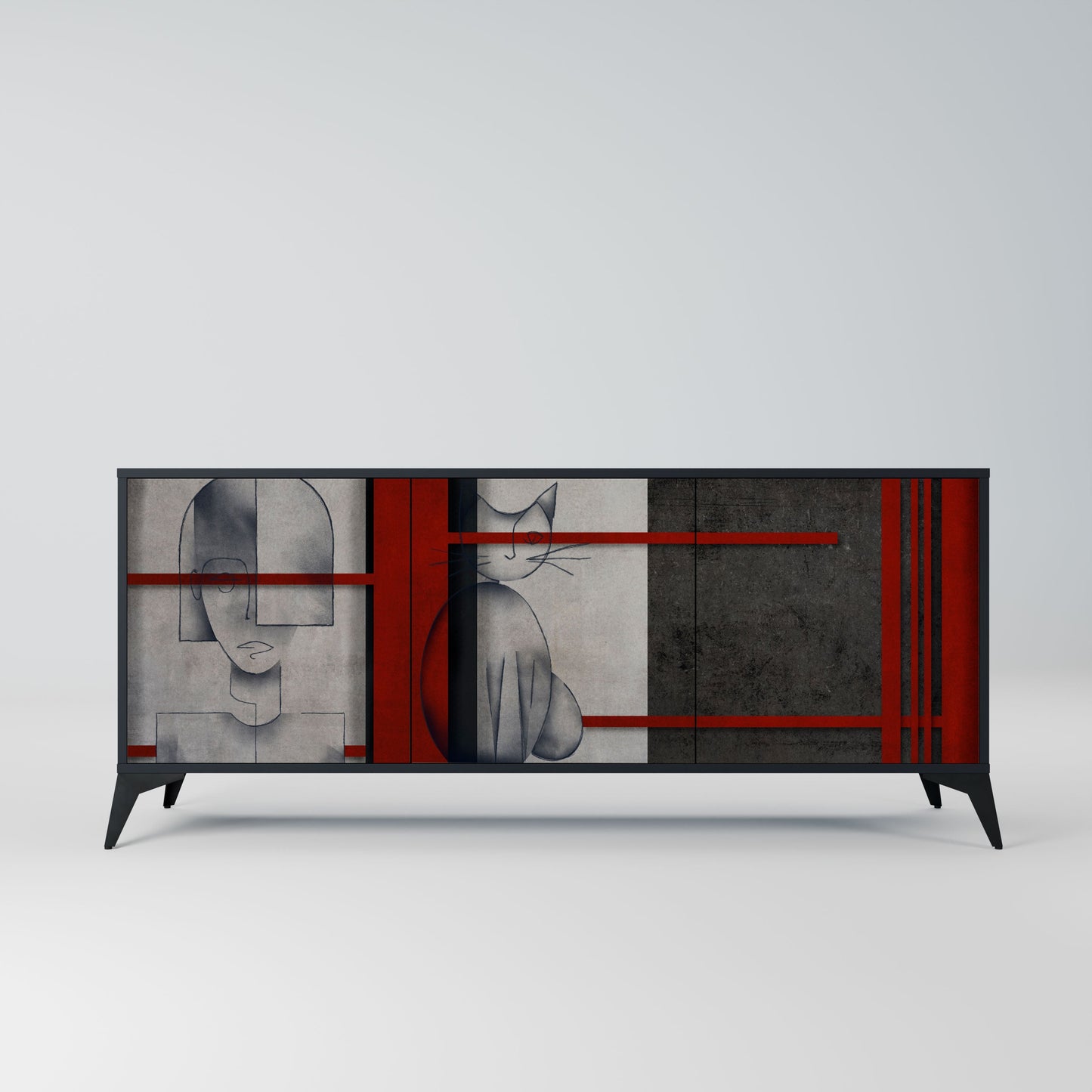 GRAY FIGURES 3-Door Sideboard in Black Finish