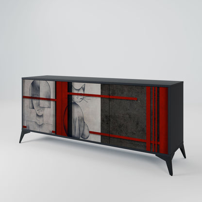 GRAY FIGURES 3-Door Sideboard in Black Finish
