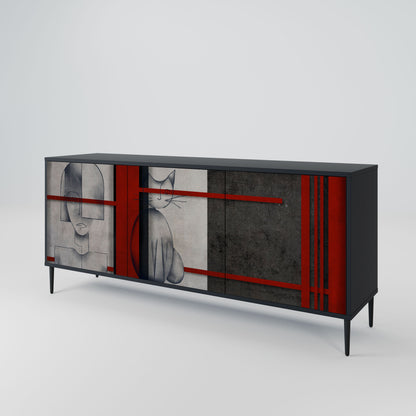GRAY FIGURES 3-Door Sideboard in Black Finish