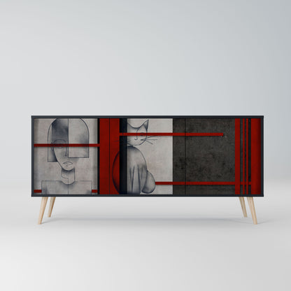 GRAY FIGURES 3-Door Sideboard in Black Finish