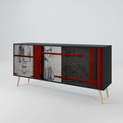 GRAY FIGURES 3-Door Sideboard in Black Finish