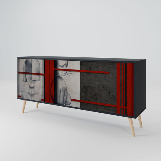 GRAY FIGURES 3-Door Sideboard in Black Finish