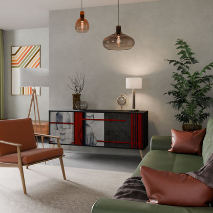 GRAY FIGURES 3-Door Sideboard in Black Finish