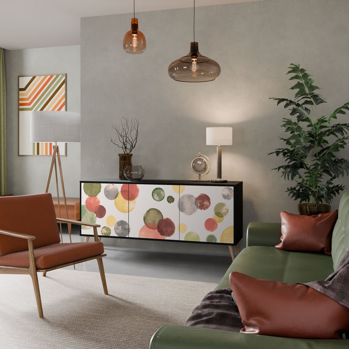 FLEETING HAPPINESS 3-Door Sideboard in Black Finish