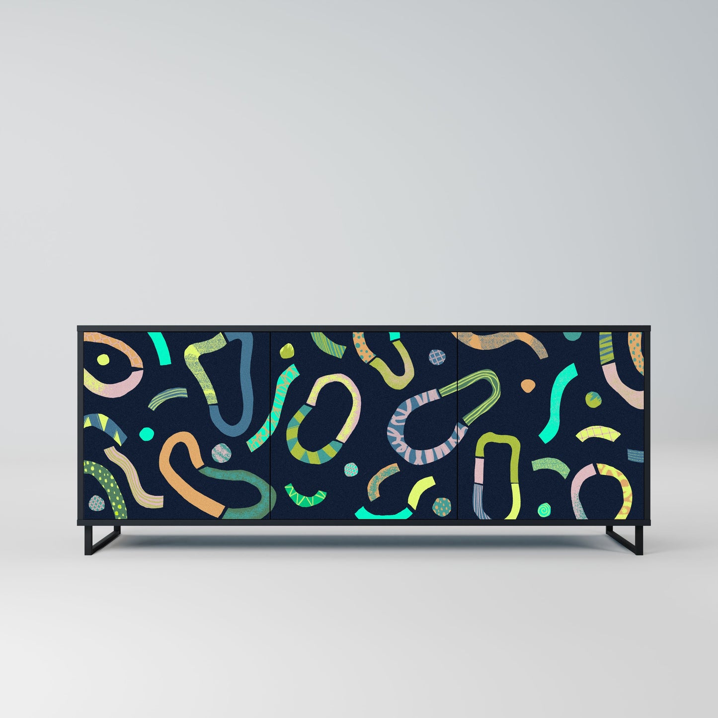 CONTRAST DANCE 3-Door Sideboard in Black Finish