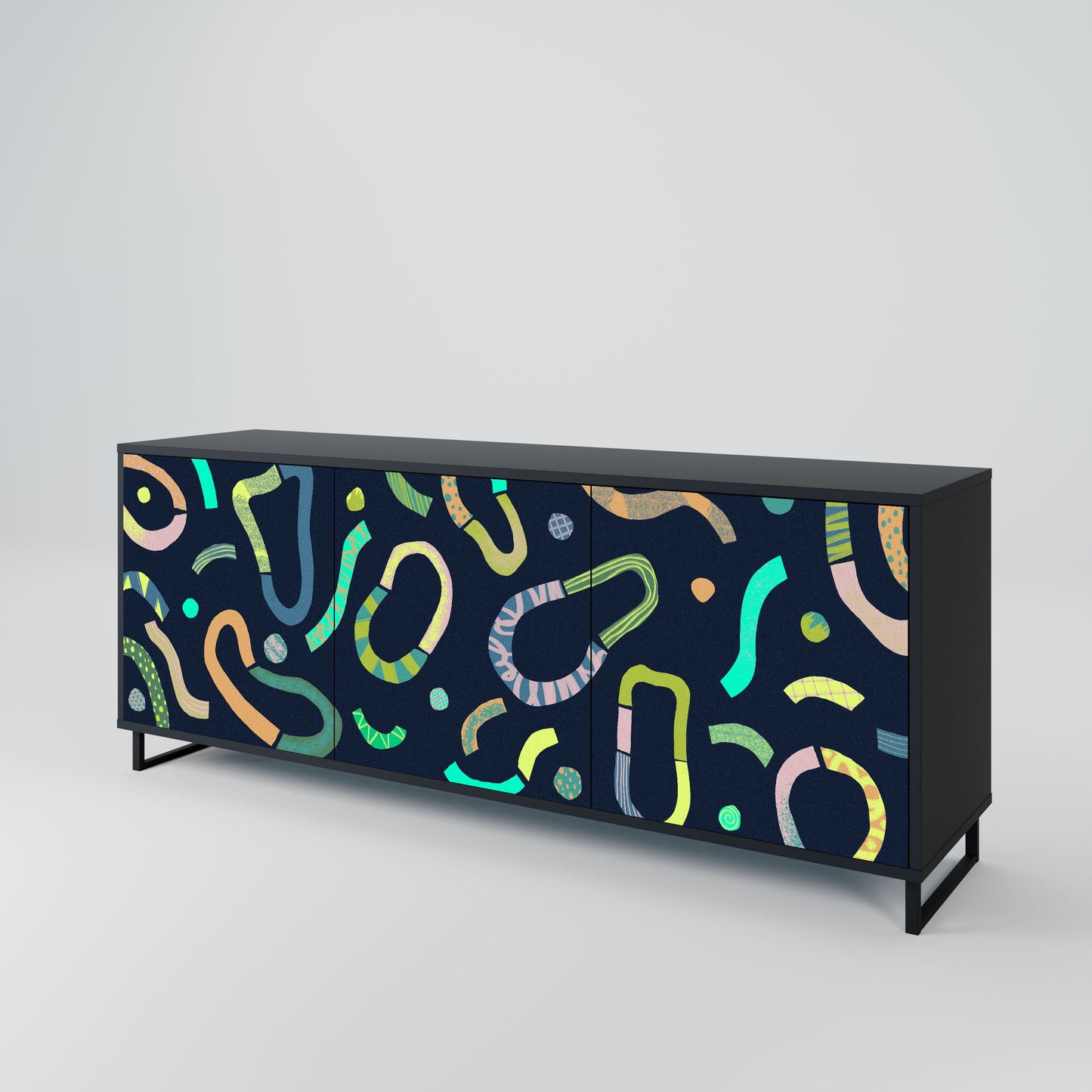 CONTRAST DANCE 3-Door Sideboard in Black Finish