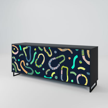 CONTRAST DANCE 3-Door Sideboard in Black Finish
