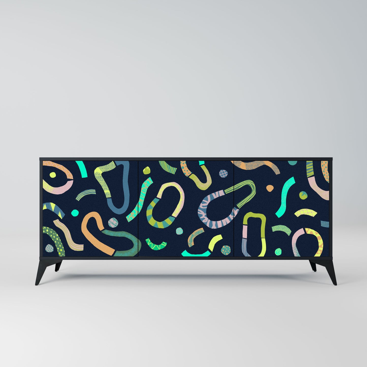 CONTRAST DANCE 3-Door Sideboard in Black Finish