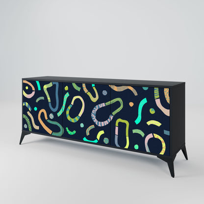 CONTRAST DANCE 3-Door Sideboard in Black Finish
