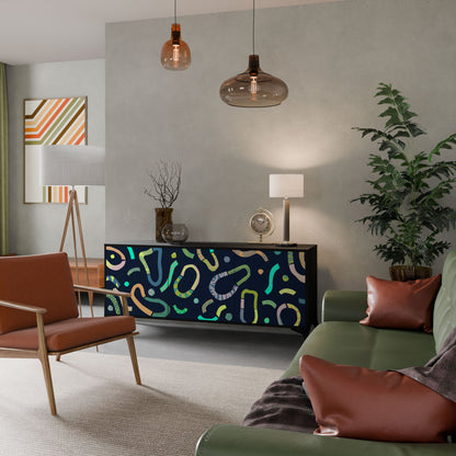 CONTRAST DANCE 3-Door Sideboard in Black Finish