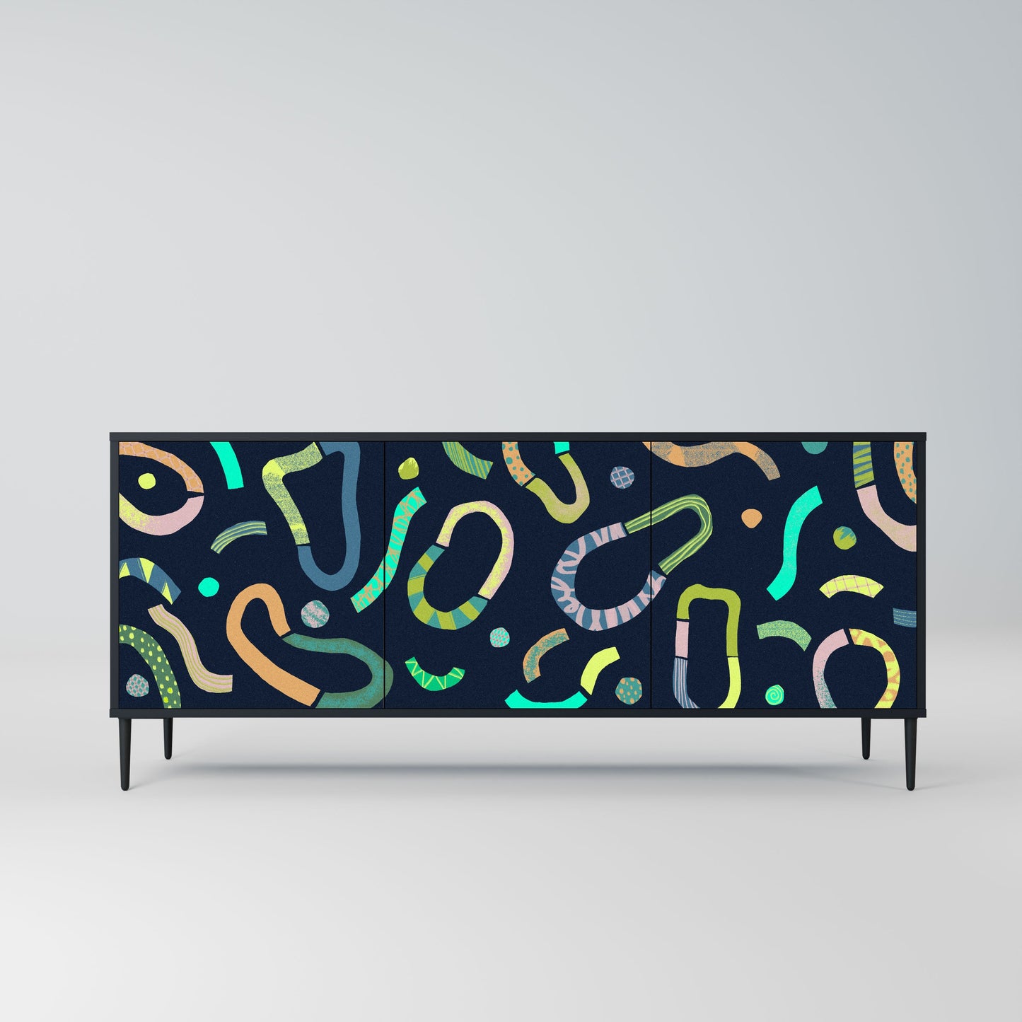 CONTRAST DANCE 3-Door Sideboard in Black Finish