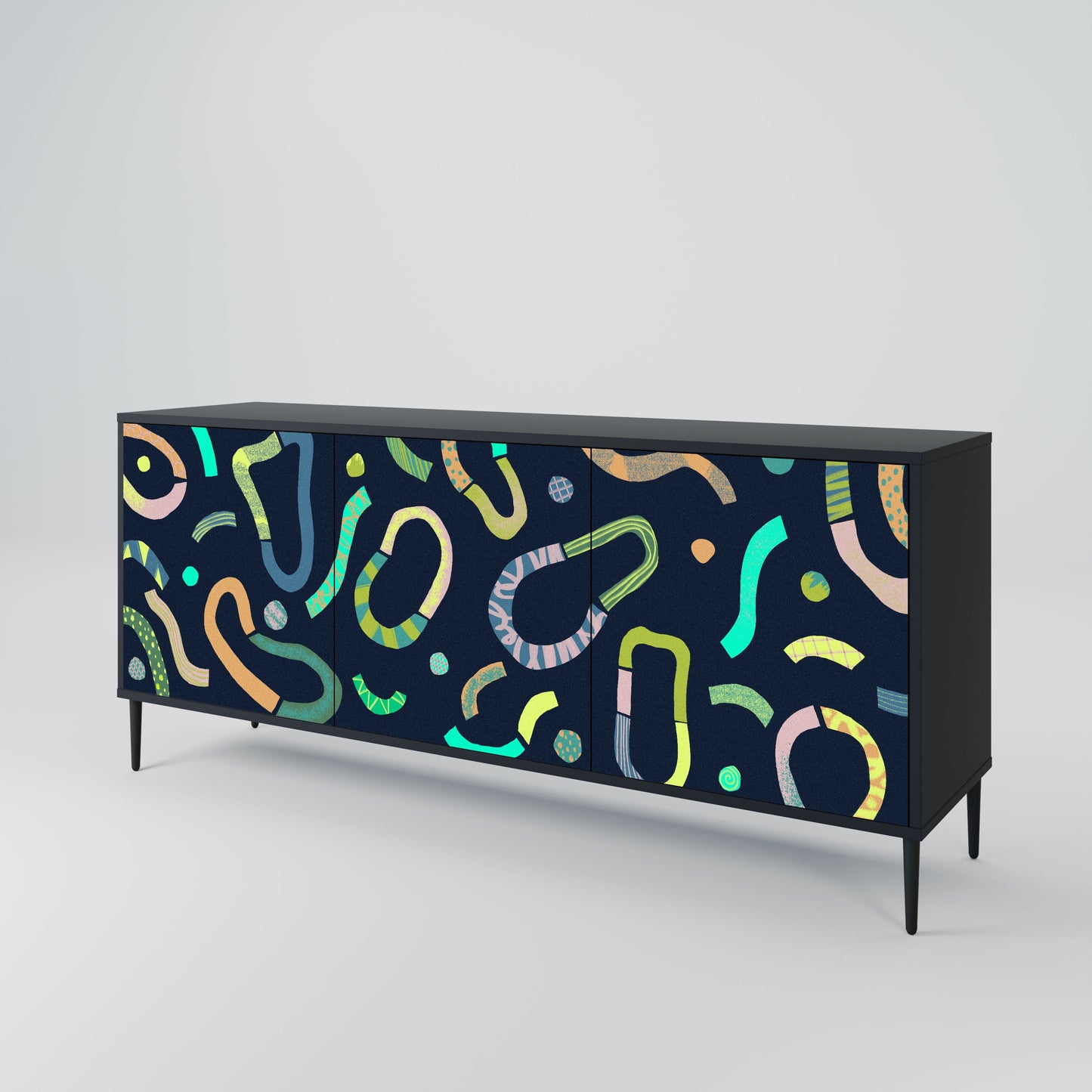 CONTRAST DANCE 3-Door Sideboard in Black Finish
