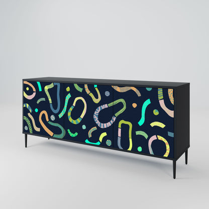 CONTRAST DANCE 3-Door Sideboard in Black Finish