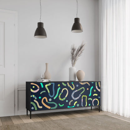 CONTRAST DANCE 3-Door Sideboard in Black Finish