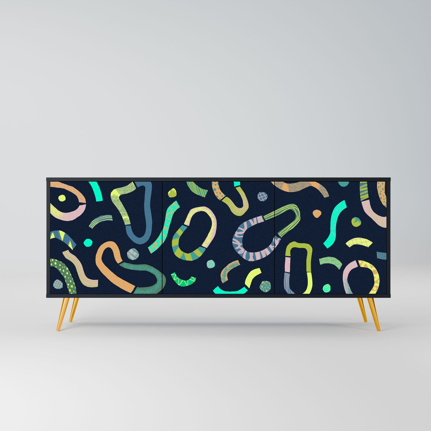 CONTRAST DANCE 3-Door Sideboard in Black Finish