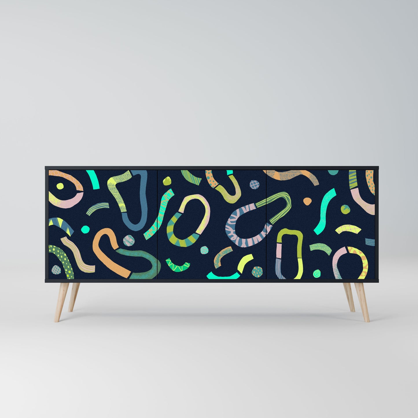 CONTRAST DANCE 3-Door Sideboard in Black Finish