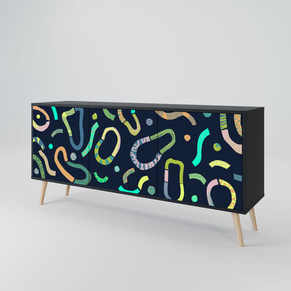 CONTRAST DANCE 3-Door Sideboard in Black Finish