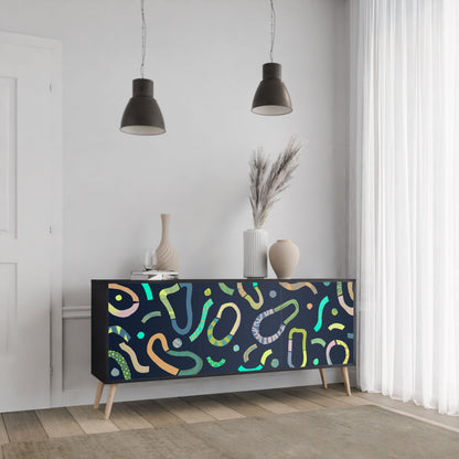 CONTRAST DANCE 3-Door Sideboard in Black Finish