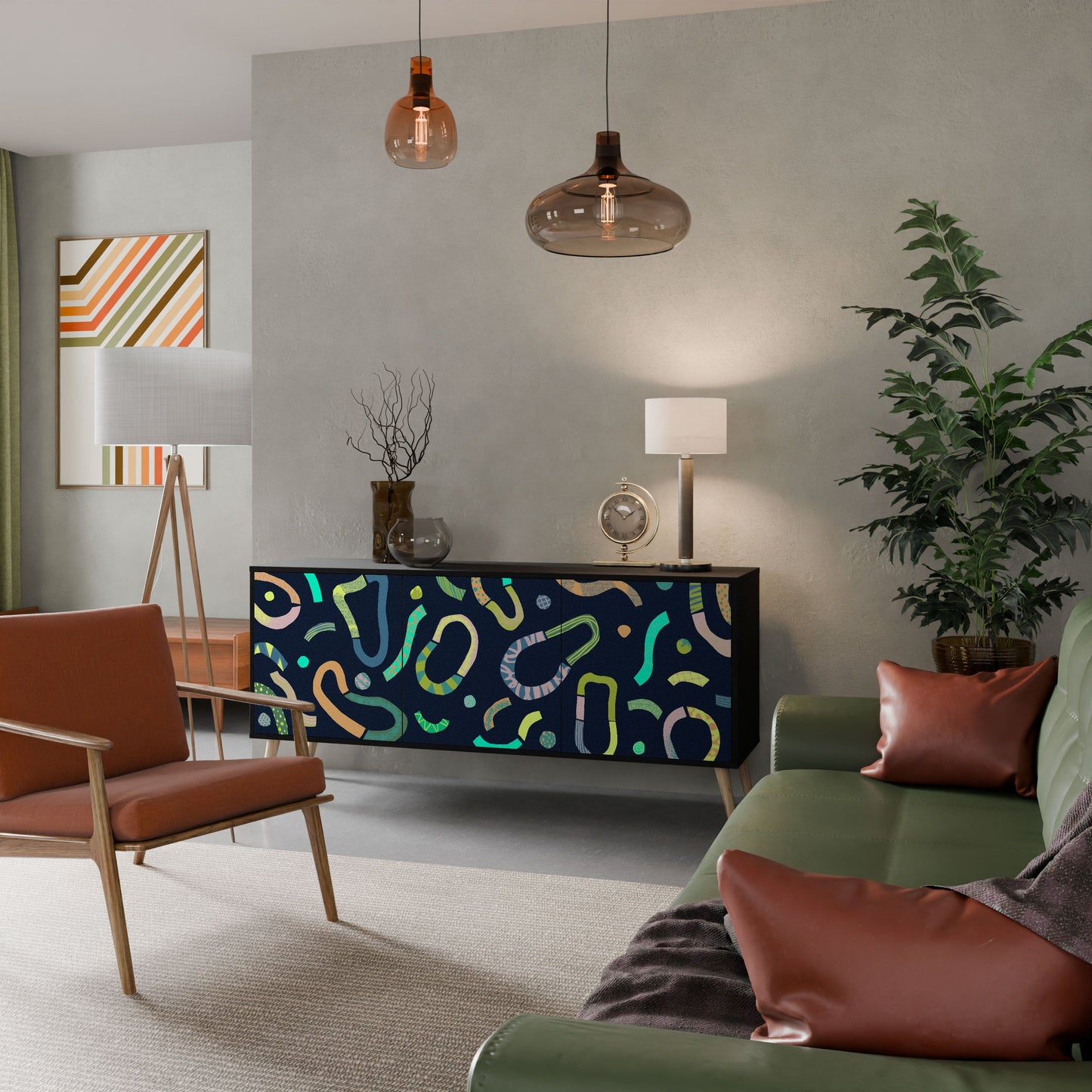 CONTRAST DANCE 3-Door Sideboard in Black Finish