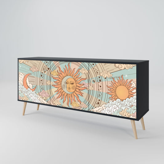 MYSTICAL STRUCTURE 3-Door Sideboard in Black Finish