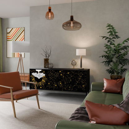 STELLAR CONSTELLATIONS Madia a 3 Ante in Finitura Nera