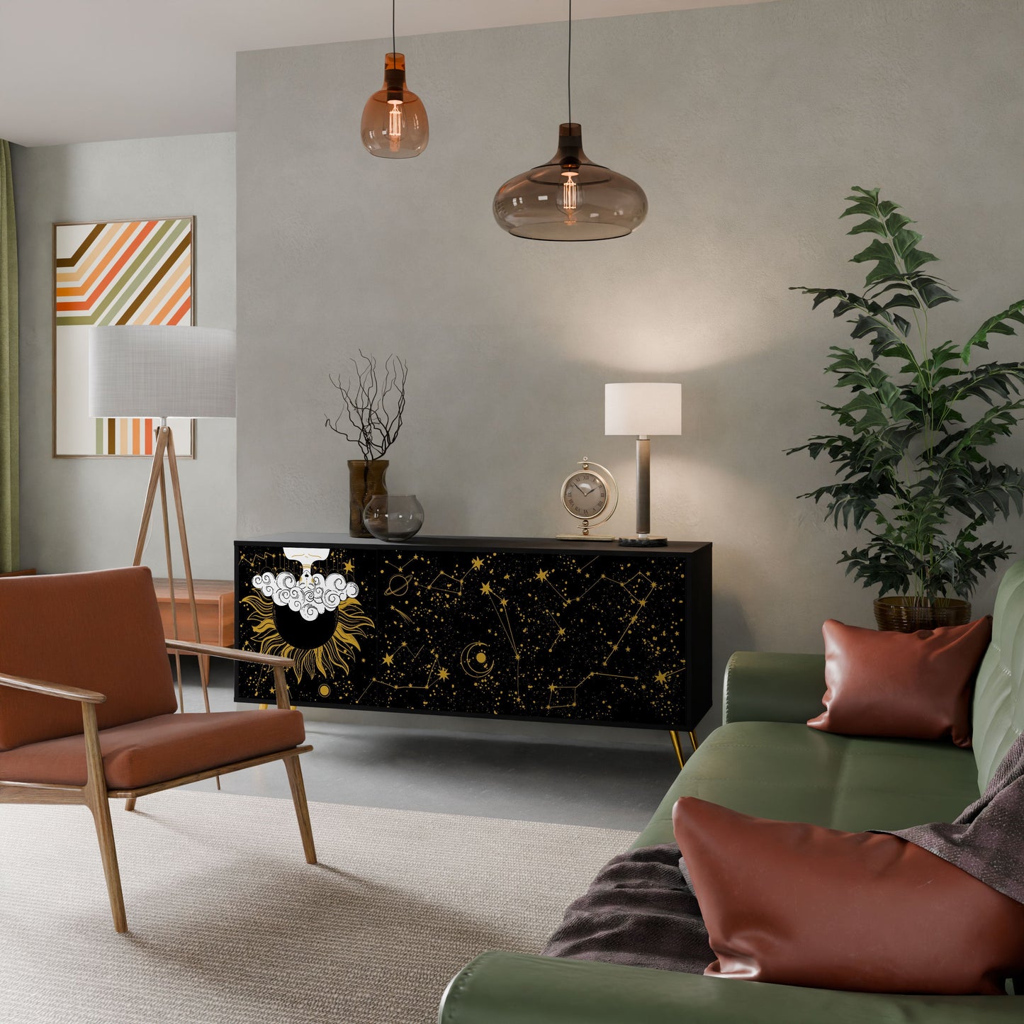 STELLAR CONSTELLATIONS Madia a 3 Ante in Finitura Nera