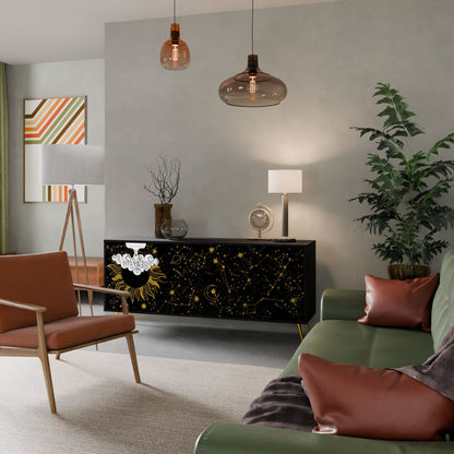 STELLAR CONSTELLATIONS Madia a 3 Ante in Finitura Nera