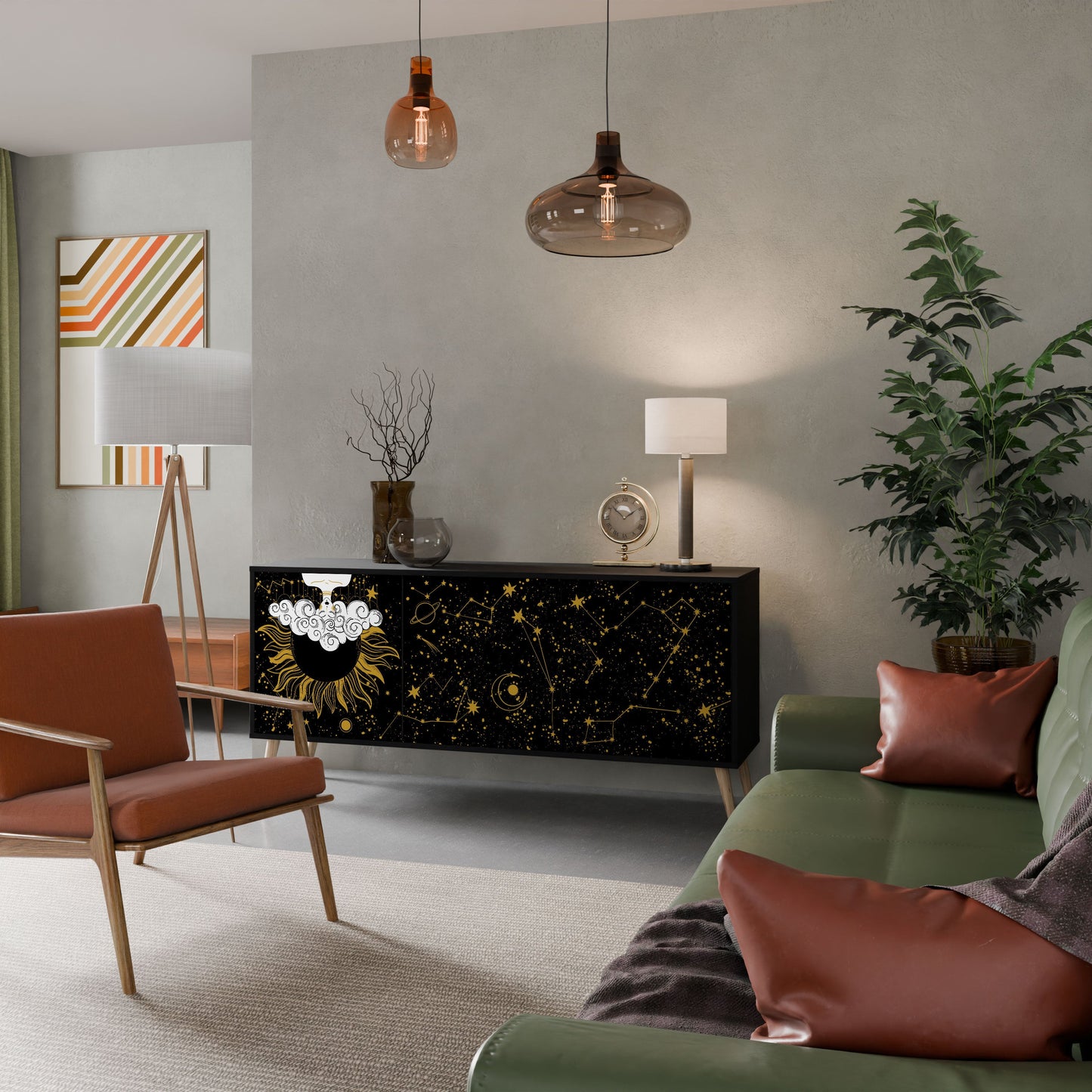 STELLAR CONSTELLATIONS Madia a 3 Ante in Finitura Nera