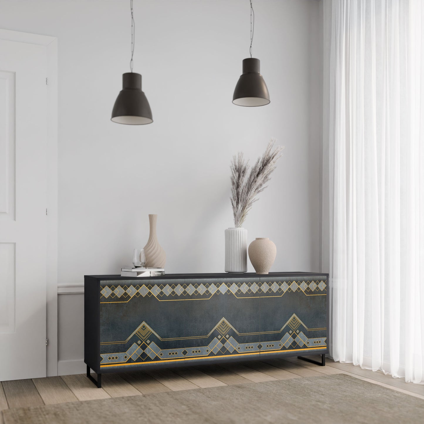 ROYAL ORDINARINESS 3-Door Sideboard in Black Finish