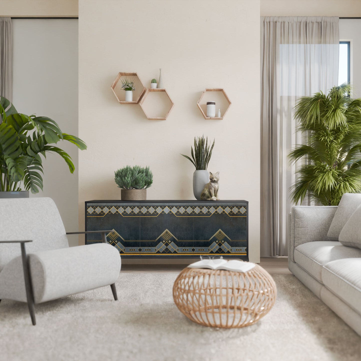 ROYAL ORDINARINESS 3-Door Sideboard in Black Finish