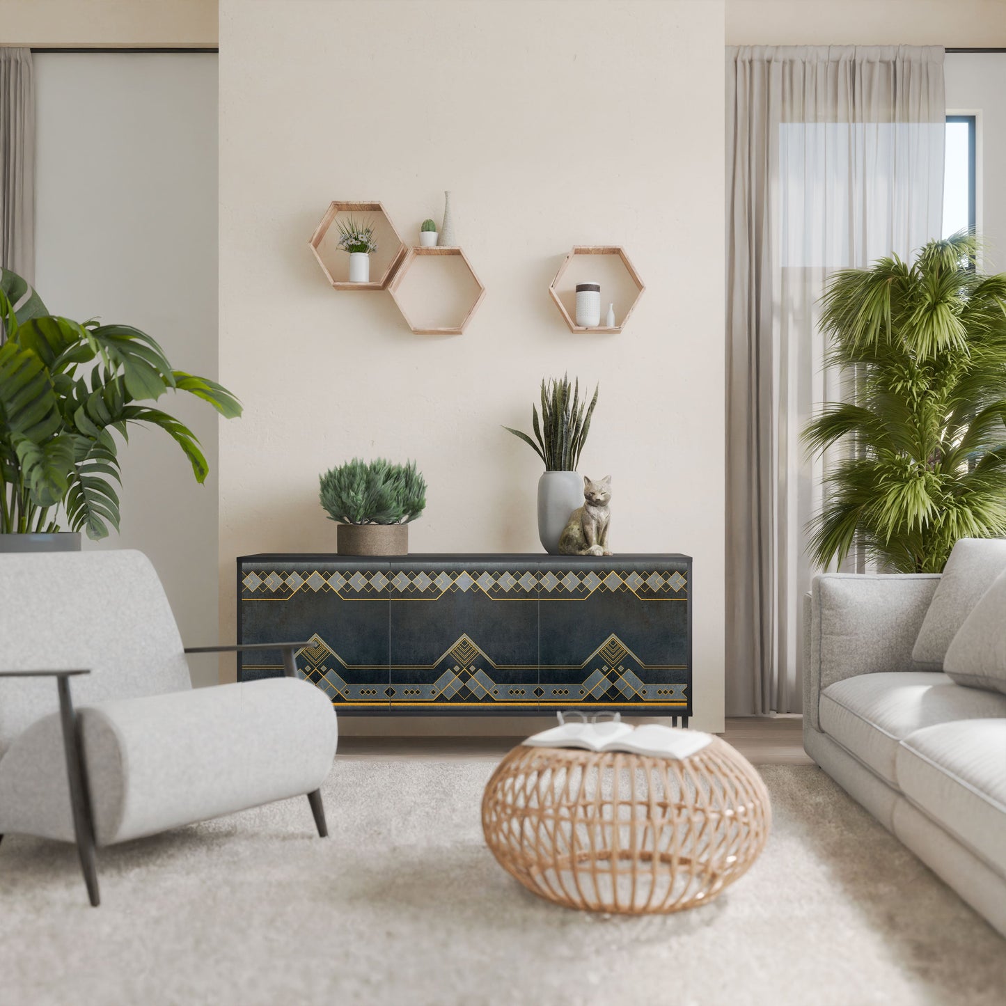 ROYAL ORDINARINESS 3-Door Sideboard in Black Finish