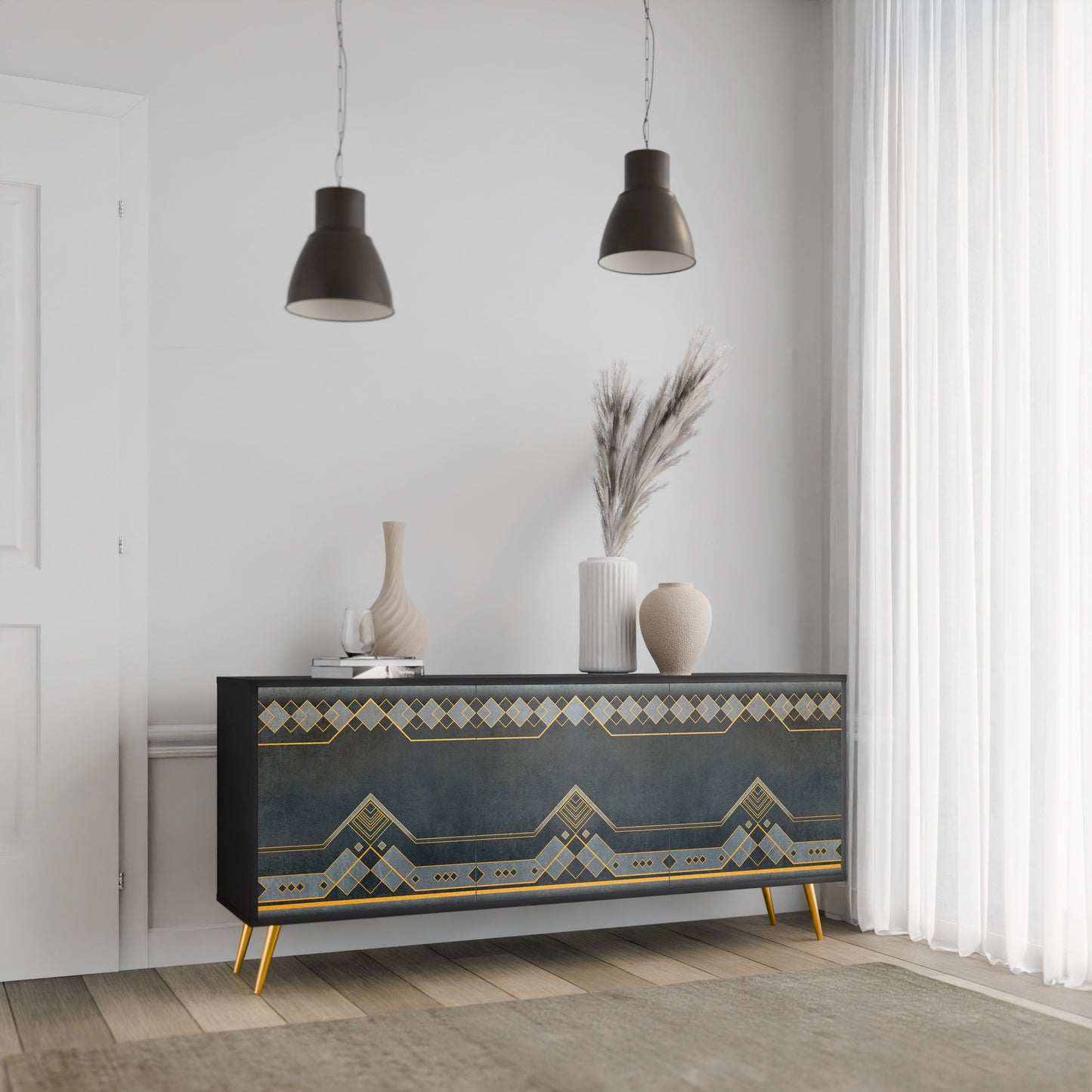 ROYAL ORDINARINESS 3-Door Sideboard in Black Finish