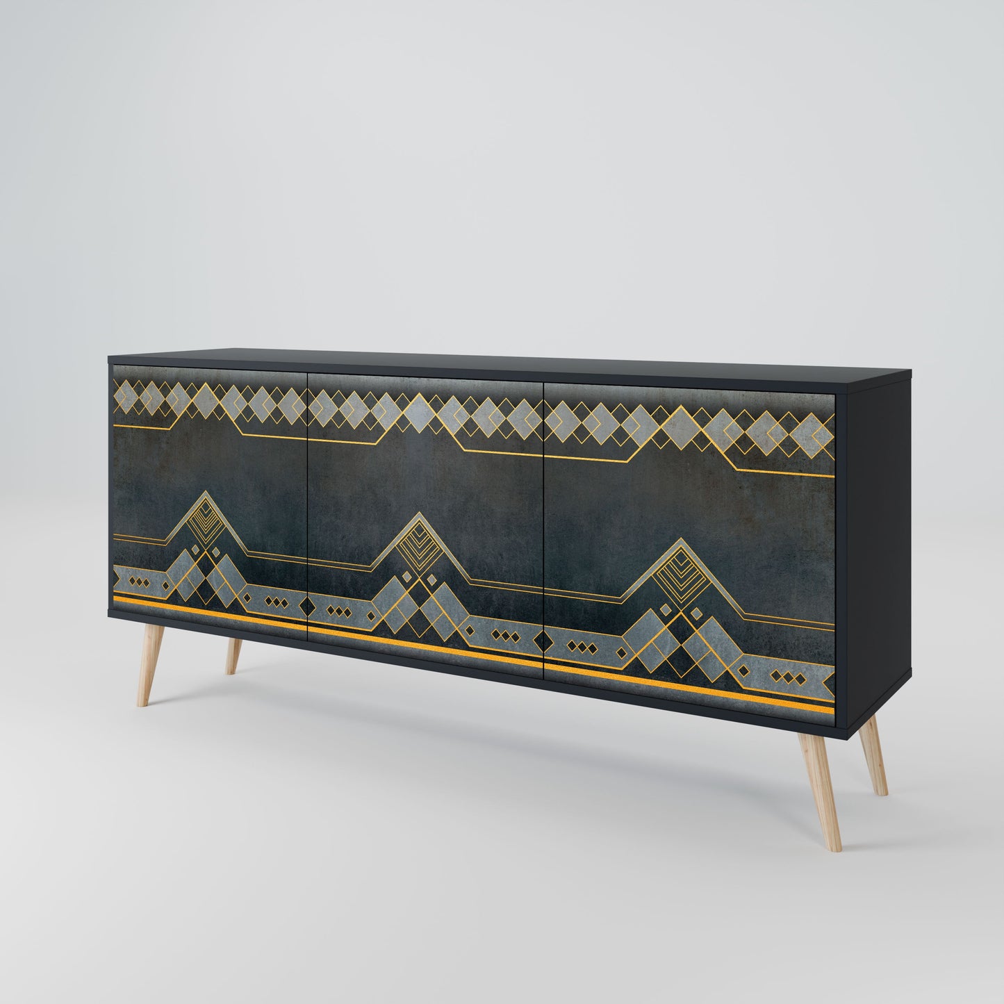 ROYAL ORDINARINESS 3-Door Sideboard in Black Finish